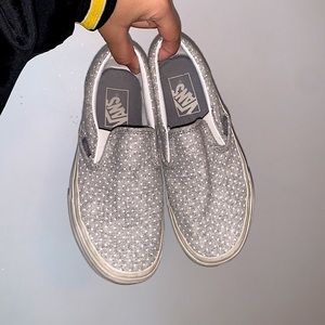 Gray and White Plkadot Vans